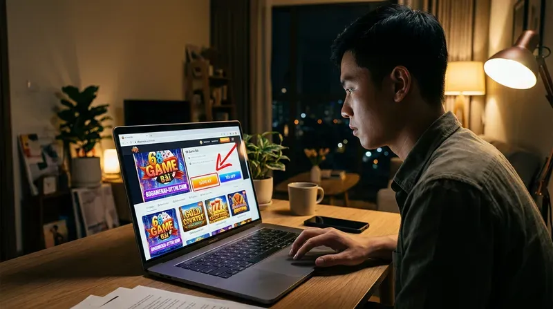 Hướng dẫn vào **link 68gb** và đăng ký **68 game bài**
