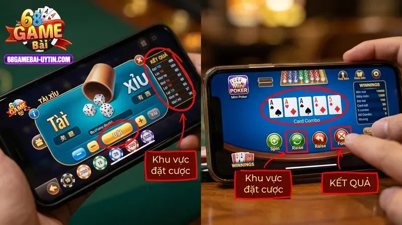 Luật chơi các mini game 68GB phổ biến: Tài xỉu, Mini Poker, Bầu Cua