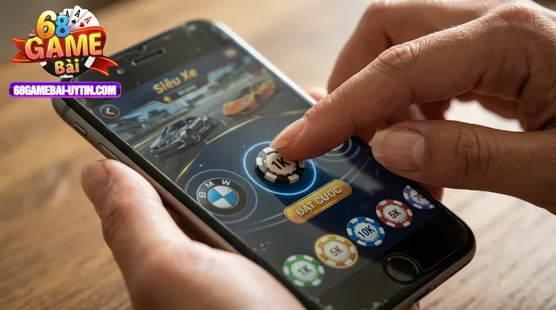 Cách thao tác đặt cược Siêu xe trên 68 game bài cho người mới